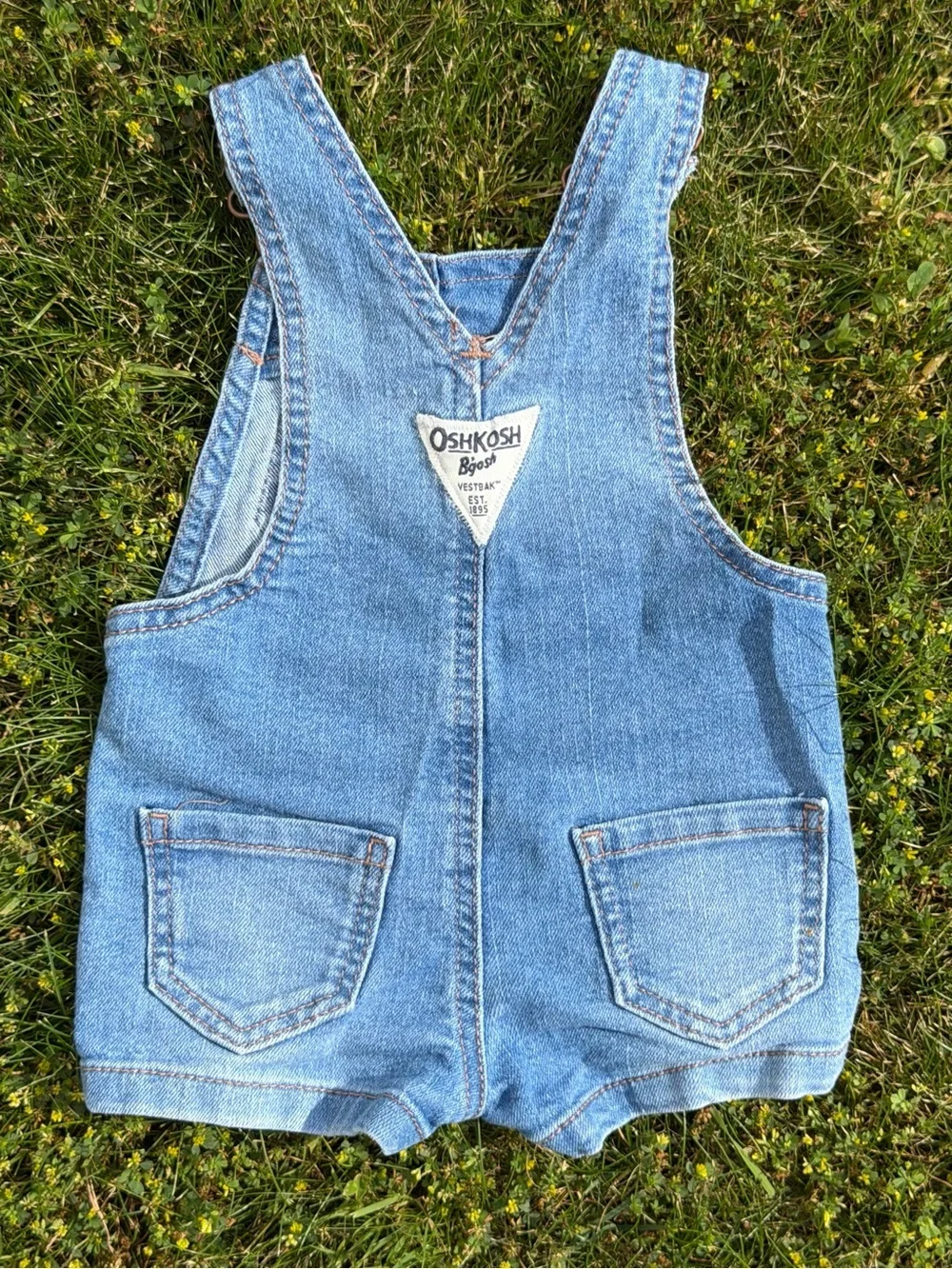Vintage Y2K OshKosh B'gosh Denim Shortalls Embroidered Flowers Vestbak Size 3M